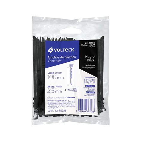 44320 CIN 1810N TRUPER Volteck Bolsa con 100 cinchos plásticos 18 lb