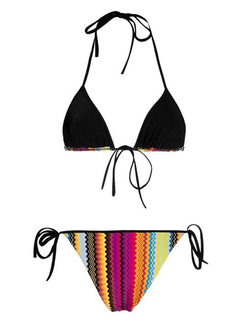 Missoni Zig Zag Knit Triangle Bikini In Multicolored Dark ModeSens