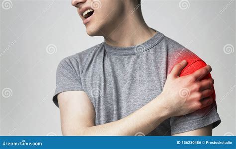 Upper Arm Pain, Man with Body-muscles Problem Stock Photo - Image of ...