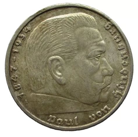 Drittes Reich Reichsmark A Paul Von Hindenburg Mit Hk Eur