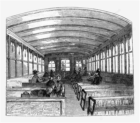 American Railway Carriage Interiorvintage Engraving Women, Ancient ...