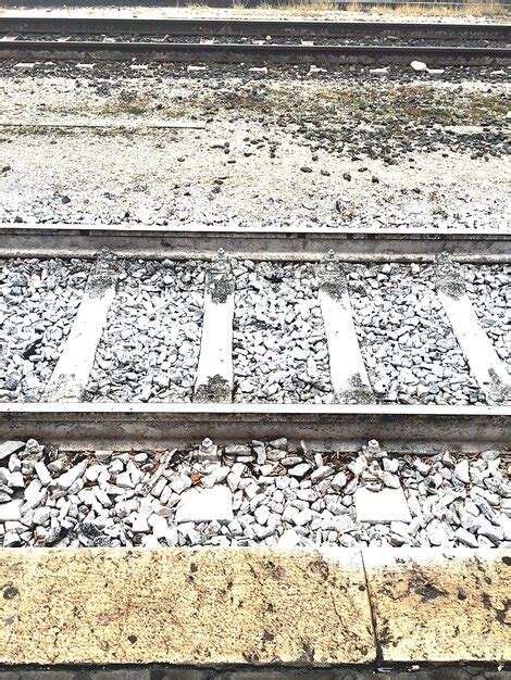 Premium Photo High Angle View Of Railroad Tracks And Gravel