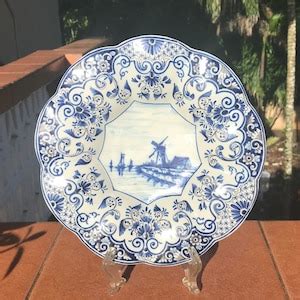 1800 S Old Delft Plooischotel Charger Delfts Blauw Schaal Etsy