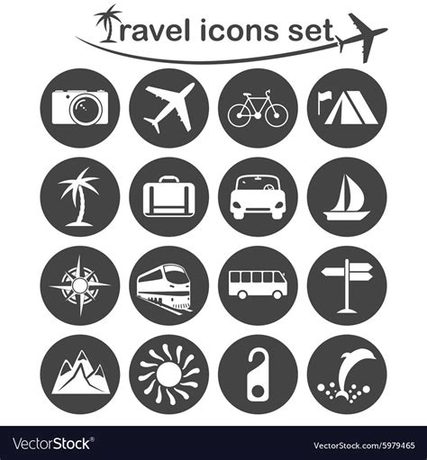 Travel Icons Set Royalty Free Vector Image Vectorstock