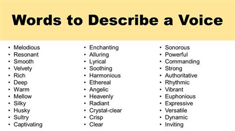 List Of Words To Describe A Voice Adjectives Describing Words