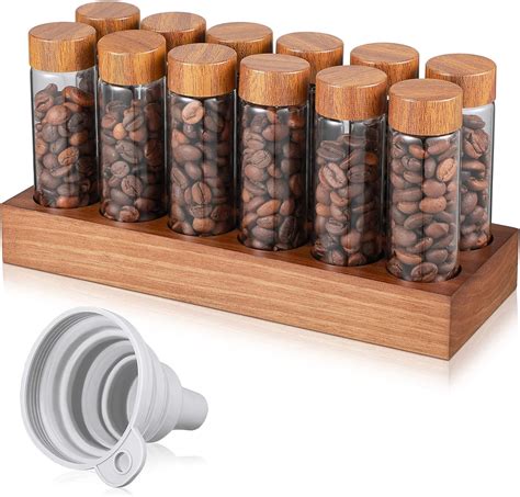 Hsei 12 Pieces Single Dose Coffee Bean Storage Tubes Jar 2 Oz