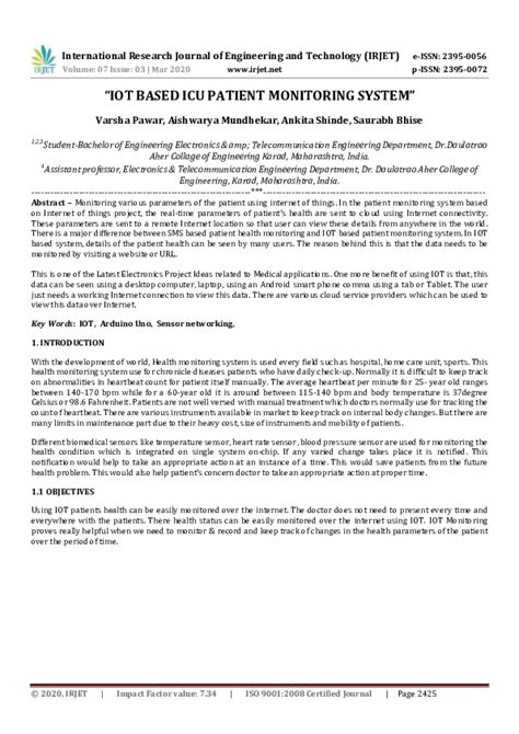 (PDF) IRJET- "IOT BASED ICU PATIENT MONITORING SYSTEM" 