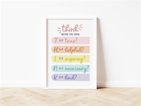 Think Before You Speak Poster, Montessori Art, Social Emotional ...