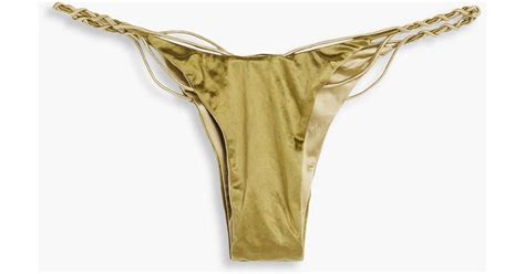 Isa Boulder Stretch Satin Low Rise Bikini Briefs In Green Lyst