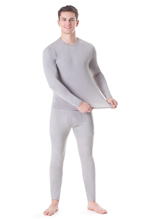 Rocky Mens Thermal Underwear Set Insulated Top And Bottom Base Layer For Cold Weather Heather