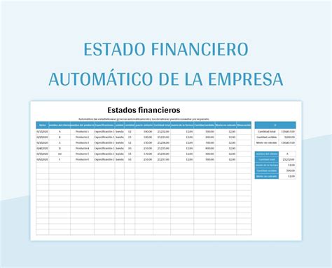 Plantilla De Formato Excel Estado Financiero Automático De La Empresa Y Hoja De Cálculo De