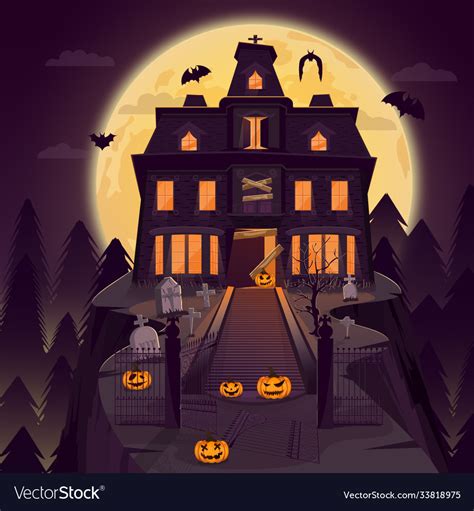 Halloween haunted house background Royalty Free Vector Image