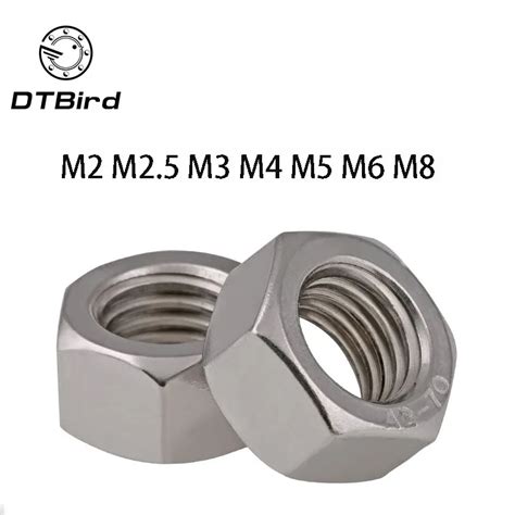 50pcs Din934 M2 M2 5 M3 M4 M5 M6 M8 304 Stainless Steel Metric Thread Hex Nut Hexagon Nuts Nuts