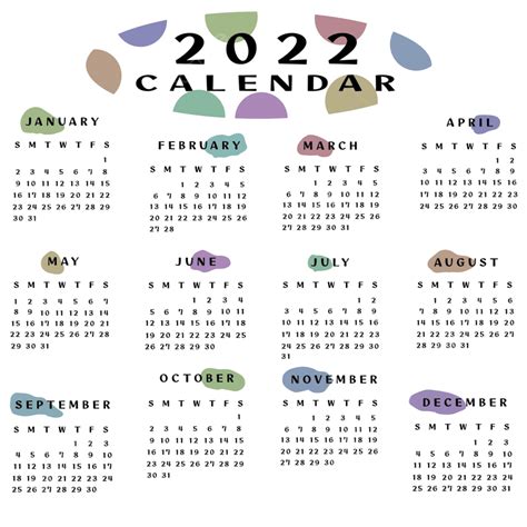 Calendário Colorido 2022 Png Png 2022 Calendário Calendário 2022