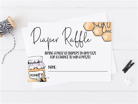 Printable Diaper Raffle Card Template Teddy Bear Baby Shower Etsy