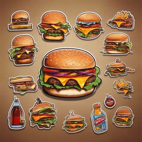 Premium AI Image | Vector burger stickers illustration