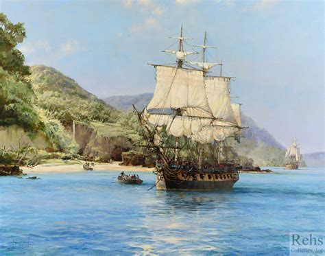 The Pirate's Cove, Wafer Bay, Cocos Island - Montague Dawson - Rehs Gallery