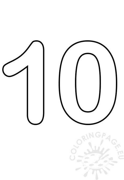 Printable Picture Number 10 Coloring Page