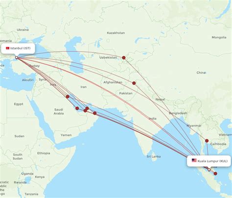 All Flight Routes From Istanbul To Kuala Lumpur IST To KUL Flight Routes