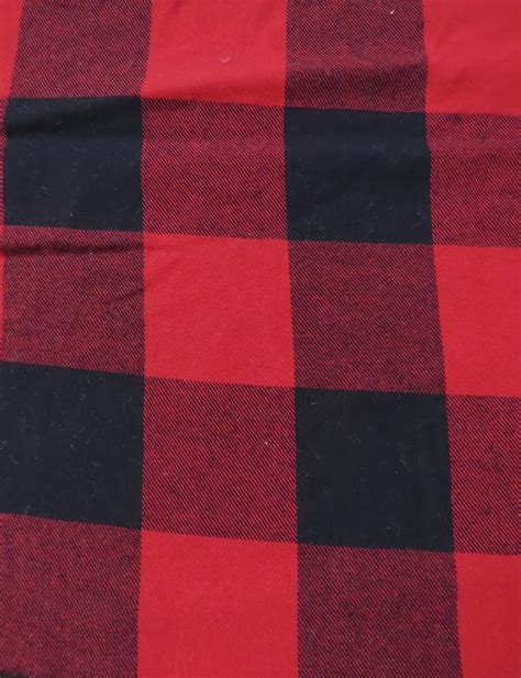 Tartan Plaid Uniform Apparel Flannel Fabric Big Buffalo Red Black By