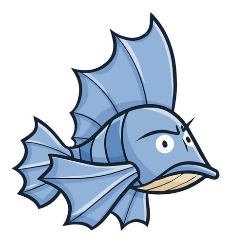 Premium Vector | Funny blue ugly fish cartoon illustration