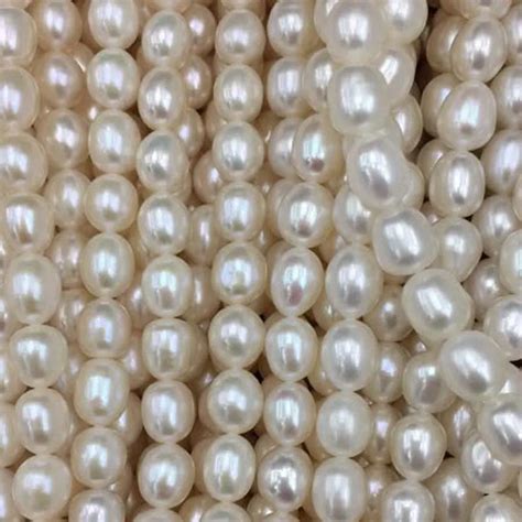 Stunning Mm Rice White Real Cultured Freshwater Pearl Loose Strings