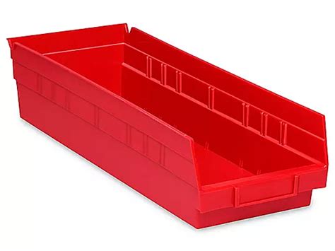 Plastic Shelf Bins 7 X 18 X 4 Red S 13400r Uline