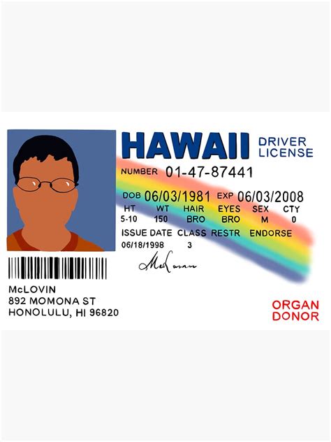 "McLovin License" Sticker for Sale by mirandawright10 | Redbubble