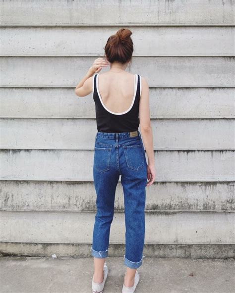 Pin By Amanda Pan On Asia And Pretty Culture ~ Fashion Mom Jeans