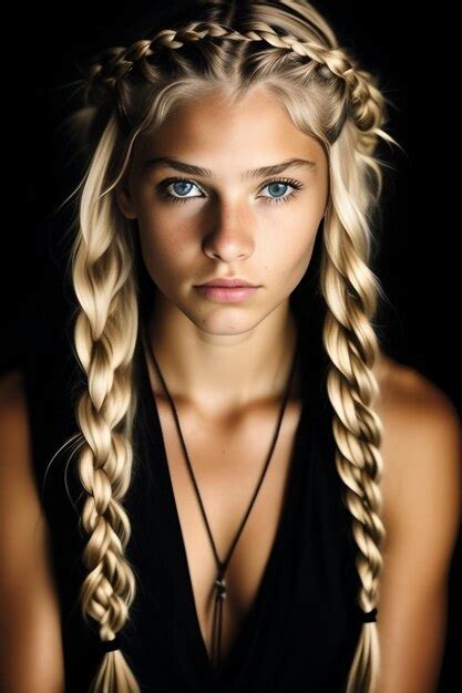 Premium Ai Image Closeup Portrait Of A Girl With Braided Hair