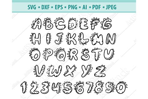 Dino Letters SVG, Dinosaur Alphabet Png, Dino Font Eps, Dxf