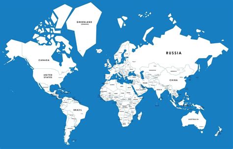 Blue Vector World Map Complete With All Countries And Capital Cities Names 2853790 Vector Art