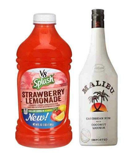 Strawberry Lemonade And Malibu Mix Drink Strawberry Lemonade Malibu Mixed Drinks Summer Drinks