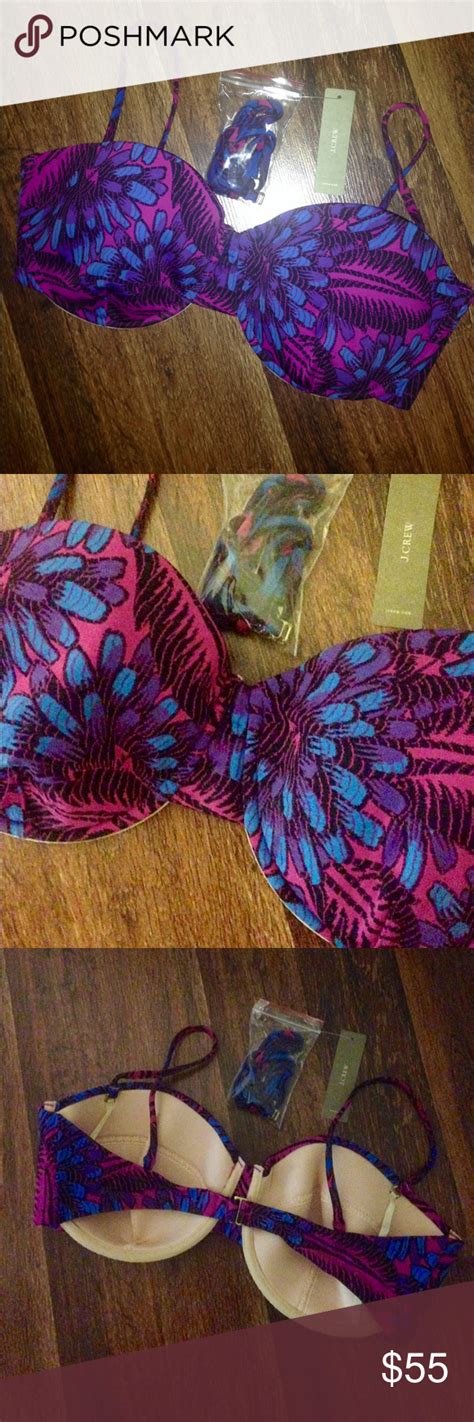 NWT J Crew Floral Bandeau Bikini Top 38D Floral Bandeau Bikini