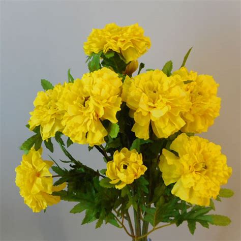 Silk Marigold Bush Yellow Cm Artificial Flowers