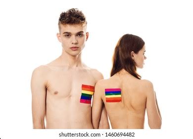Woman Man Naked Homosexual Flag On Stock Photo 1460694482 Shutterstock