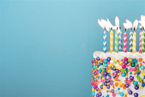 Colorful Birthday Cake With Lots Of Candles Stock Image Image Of Cake Decoration 142321461