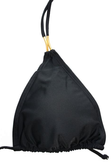 Flirtzy Black Bikini With Gold Hardware Slightly Padded Brazilian Back Bottom Swimsuit Bathing