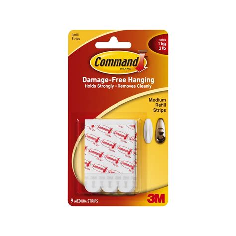 3M Command Medium Replacement Mounting Strips 9 Pack Bunnings Warehouse