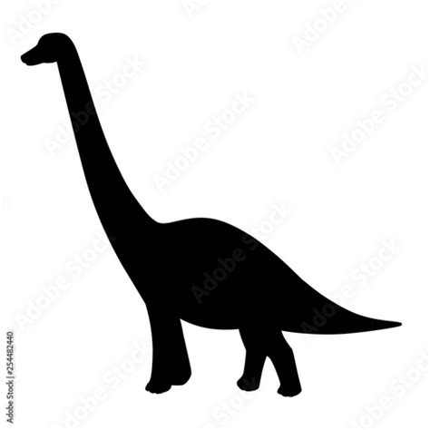 Black Silhouette Green Brachiosaurus Cute Dinosaur Cartoon Design