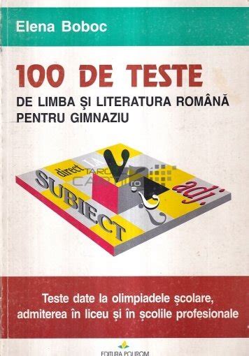 Elena Boboc De Teste De Limba Si Literatura Romana