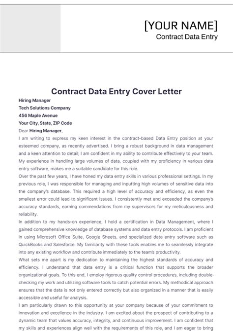 Free Contract Data Entry Cover Letter Template Edit Online And Download