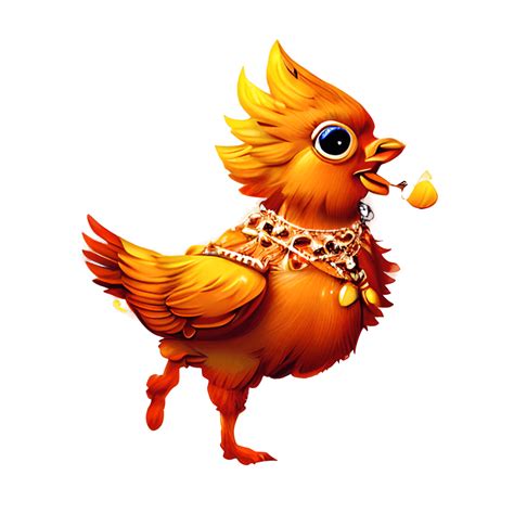 Poster Art Silly Orange Chicken Wearing Amulet · Creative Fabrica