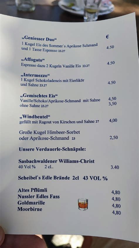 Speisekarte Von Restaurant Seest Ble Au Am Rhein