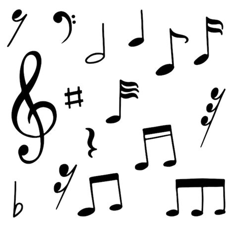 Conjunto De Doodle De Nota Musical Dibujado A Mano Aislado Sobre Fondo