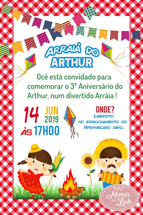 Convite Anivers Rio Festa Junina Arte Digital Elo