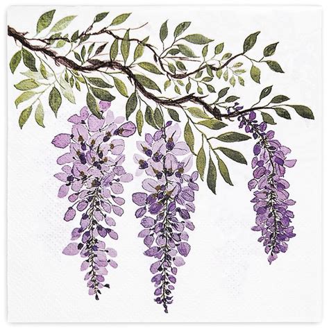 JarThenaAMCS 80Pcs Wisteria Paper Napkins Purple Flower Luncheon Napkin