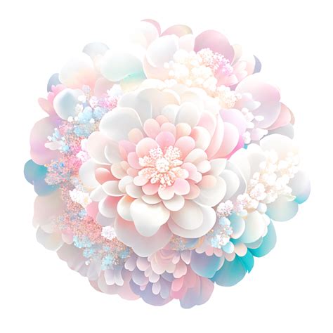 Various round flowers in pastel tones. 26793541 PNG