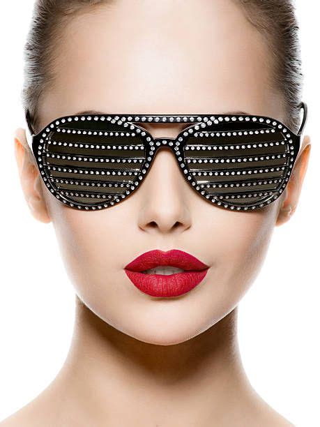 Fashion Portrait Of Woman Wearing Black Sunglasses With Diamonds And Sunglasses Fashion