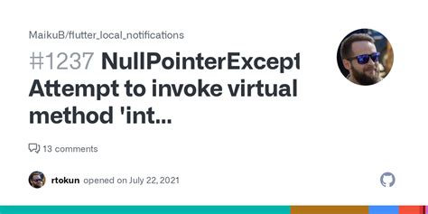 NullPointerException Attempt To Invoke Virtual Method Int Java Lang